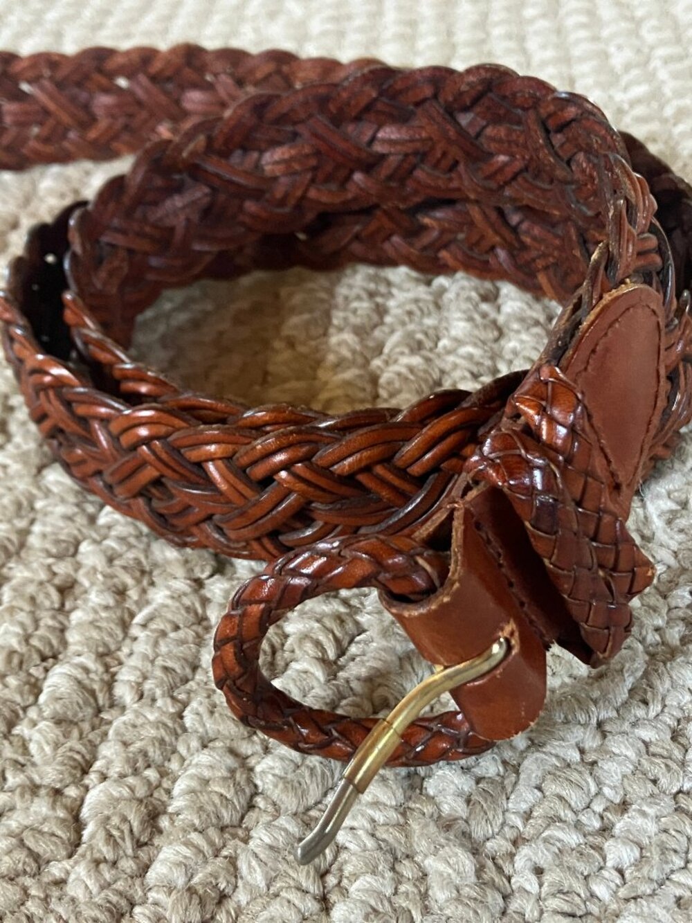 Talbots Brown Leather Braided Belt Size Large 40 Excellent condition
